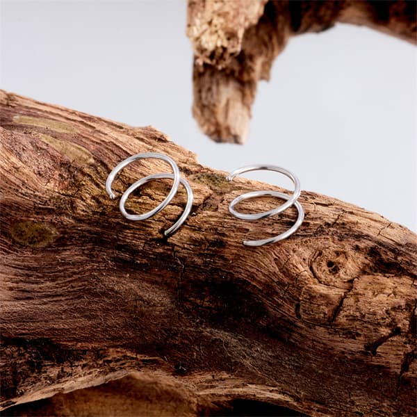 Dubbel näsring för enkel piercing näsring, vridbar näsring present Silver