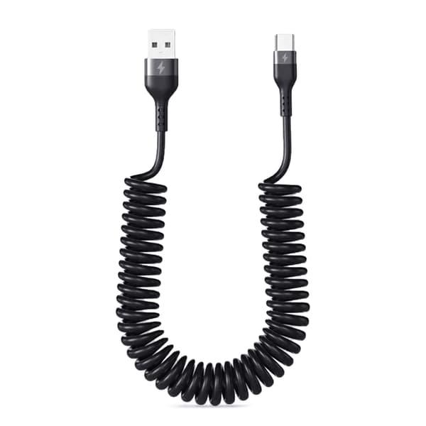 Fjederformede USB til Type-C-kabler 5A Type C opladerkabel hurtig opladning