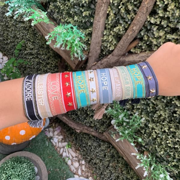 Trendig vävd armband Chic tofs nitar Bangle Bohemian handledskedja null - 15