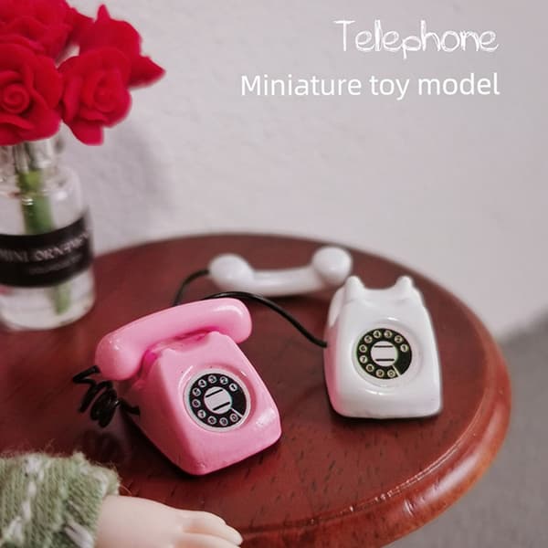 Livagtig legering miniature fastnettelefonmodel til 1/12 dukkehus tilbehør null - B