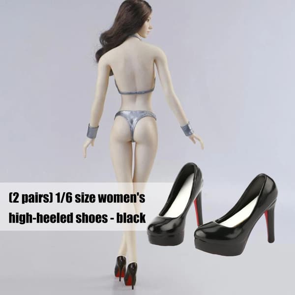 1/6 Kvinnlig Docka Modeaccessoar Högklackade Dockskor Modellfigur Gold
