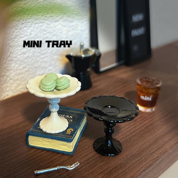 Miniatyr dukkehus Kakefat Lysestake Legeringsstruktur Barn Rollespill Tilbehør Black