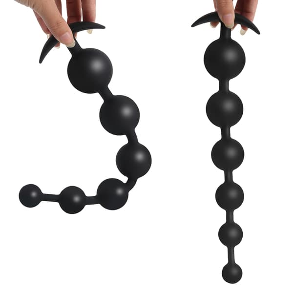 Silikone Anals Perle Butt Plug Anals Træner Anals Legetøj med T-bar til Mænd Kvinder Par null - Three beads