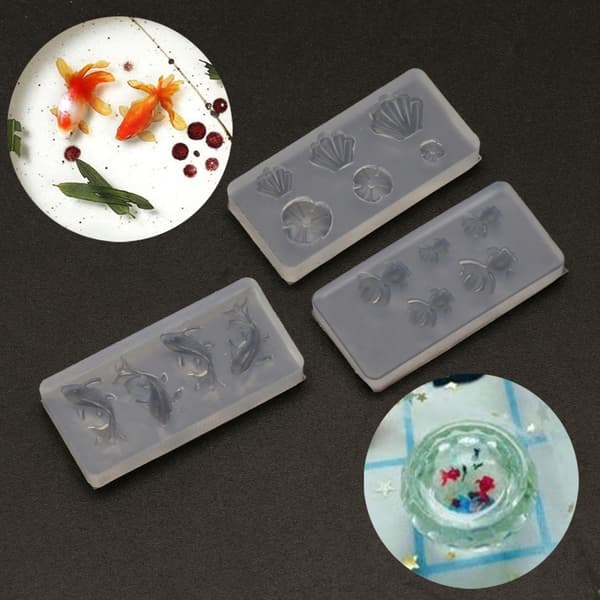 Guldfisk Lotusblad Ørering Kombination Silikoneforme Epoxyharpiks DIY Håndværk