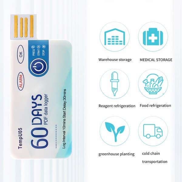 60 dager engangs temperatur datalogger opptaker 10000 punkter