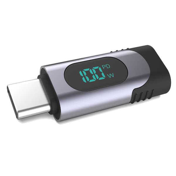 LED-display USB C Förlängningsadapter 100W Snabbladdning 480Mbps Dataöverföring Stöd för Smartphones, Tablets, Laptops