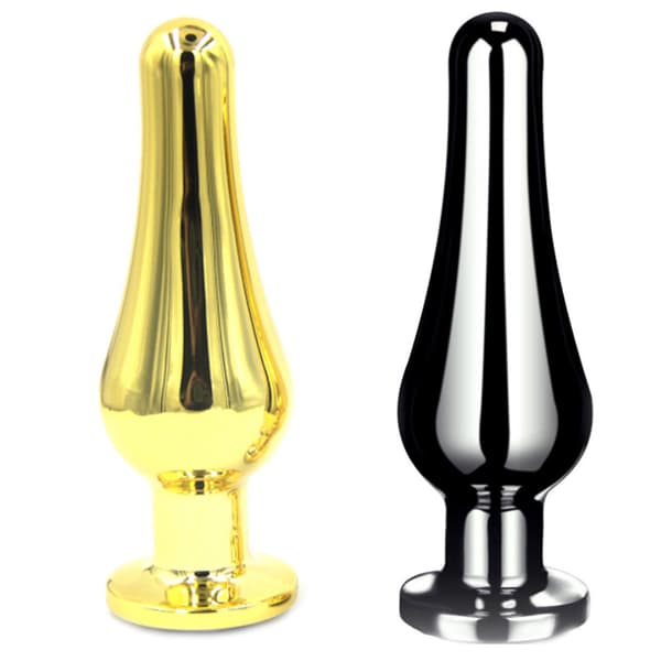 Buttplug i rustfrit stål sexlegetøj til voksne numse-stimulation til kvinder, mænd og par Silver Medium