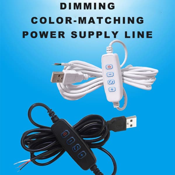 DC5V USB LED Dimmer Forlengelseskabel Dimmerkontrollere for LED-lyspære Black