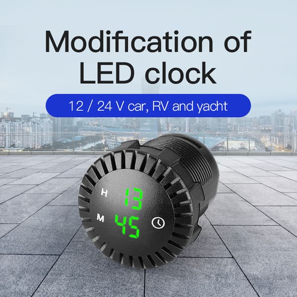 Bil LED Display Ur 12V/24V Mini Digitalt Ur Måler til Touch til Auto Motorcykel Green