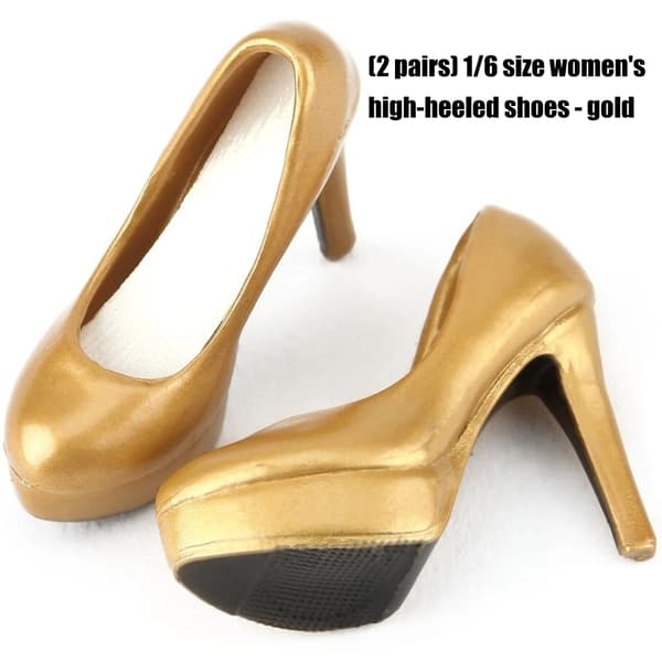 1/6 Kvinnlig Docka Modeaccessoar Högklackade Dockskor Modellfigur Gold