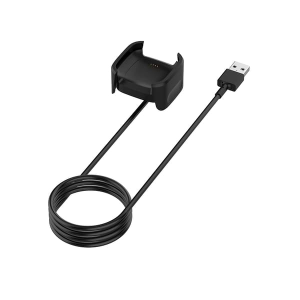 Sort USB Hurtig Strømopladerkabel Opladningsdock Standholderstation til Fitbit Versa 2 til Smartwatch Tilbehør