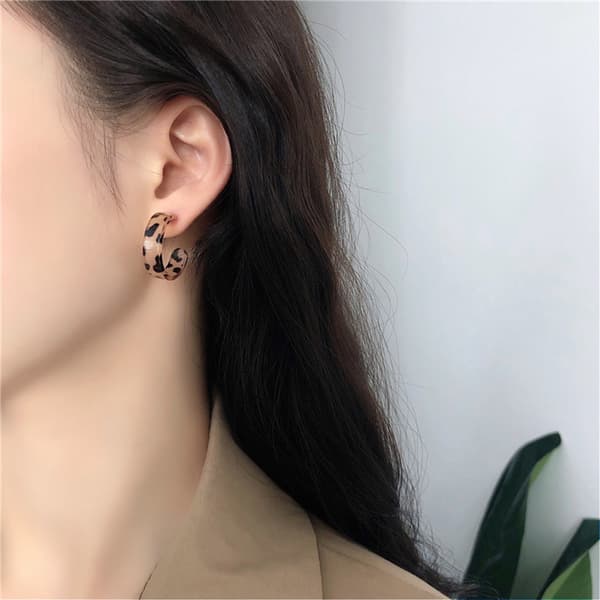 Leopardprint Akryl Hoop Øreringe Åbne Stud Øreringe Drop Øreringe til Gaver