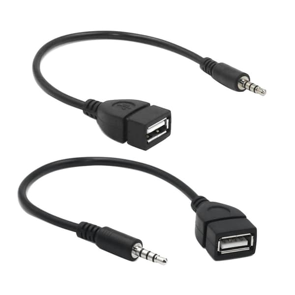 Adapterkabel AUX Datakabel 3,5 mm hanstik USB hun til AUX