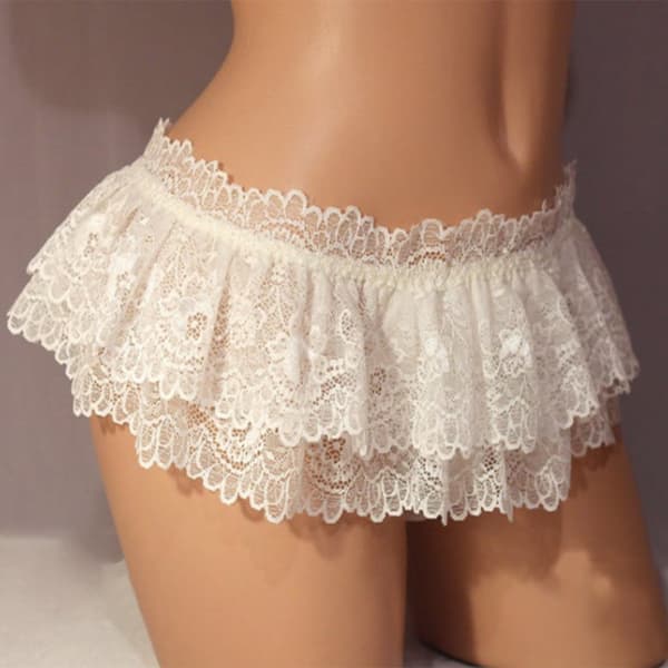 Herr spetsbriefs grå stringtrosa öppen rumpa låg G-string underkläder trosor present Black M