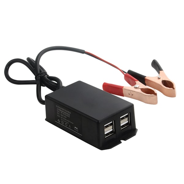 Bil USB-ladestation med batteriklemme 4 USB-interfaceoplader til telefon-pc