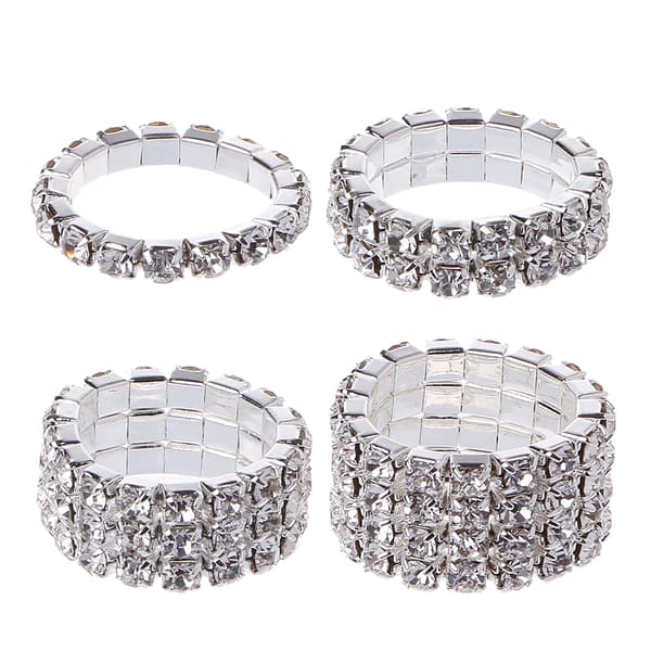 Flot krystalindlagt ring elastisk knoring bryllupsfingerringe smykker gaver null - 1 row