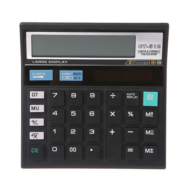 Store knapper 12-sifret standard elektronisk kalkulator solcellebatterikalkulator