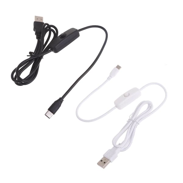 USB-kabel med strömbrytare 5V3A Typ-C till USB A Laddningskabel för Raspberry Pi 4B Black