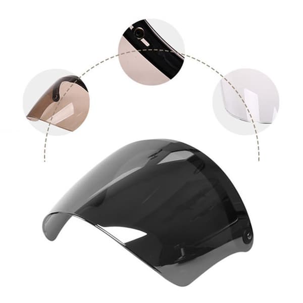 Retro åben ansigtshjelmvisir 3-knaps design til ridsefast UV-beskyttet Black