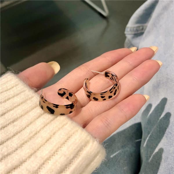 Leopardprint Akryl Hoop Øreringe Åbne Stud Øreringe Drop Øreringe til Gaver