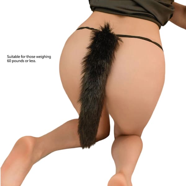 Eläimen häntäremmi, matala G-string-remmi, alusvaatteet, tekoturkikset, ketunhäntä null - White tail