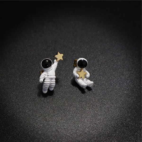Søde asymmetriske astronaut øreringe rum stjerne til himmelrum stjerne lille ørestik