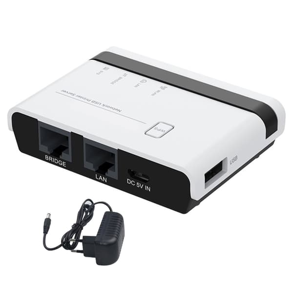 Utskriftsserver 10/100 Mbps Snabb Trådlös USB2.0 Skrivarserveradaptrar Nätverksutskriftsserver USB2.0 Skrivarserver EU Plug