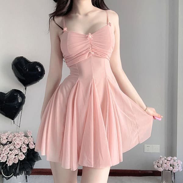 Underkläder Spaghetti Straps Nattkläder Sovkläder Mesh Chemise Mini Teddies Klänning Black One Size