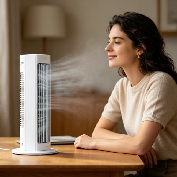Bordtårnventilator USB-køleventilator til hjemmekontor, soveværelse og sengebord White