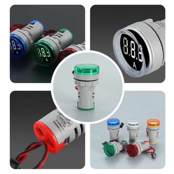 Rundhodet LED Strømmåler 0-100A Amperemeter Overvåker Måler Tester Panel Yellow