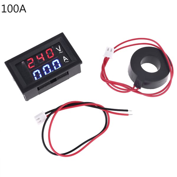 AC 60-500V Volt Måler Strøm Display Måler 10/50/100A Voltmeter Ammeter Multifunktion Digital Display Volt Måler -10~65℃ 100A
