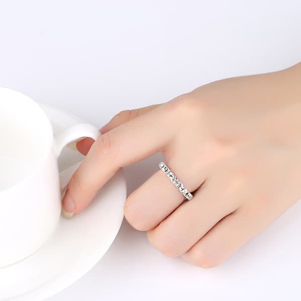 Flot krystalindlagt ring elastisk knoring bryllupsfingerringe smykker gaver null - 1 row