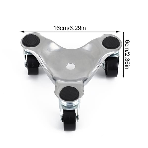 Flyttdockor i kolstål med triangulär form för tunga föremål med smidiga hjul för enkel möbelomplacering Silver