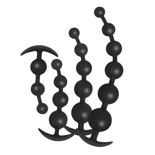 Silikone Anals Perle Butt Plug Anals Træner Anals Legetøj med T-bar til Mænd Kvinder Par null - Five beads