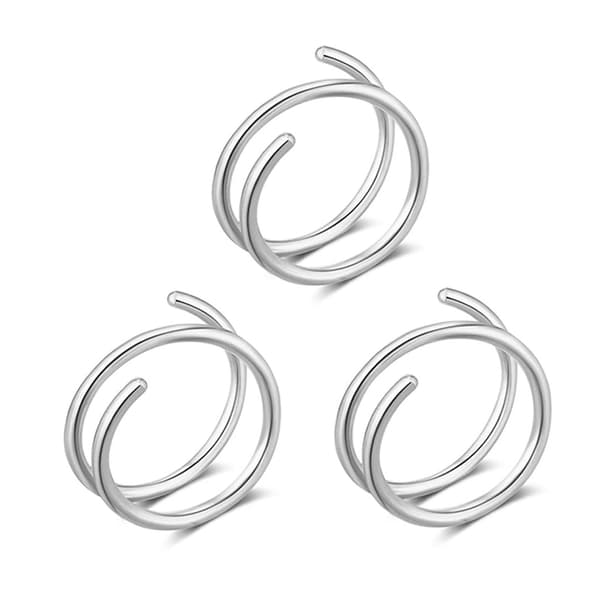 Dubbel näsring för enkel piercing näsring, vridbar näsring present Silver