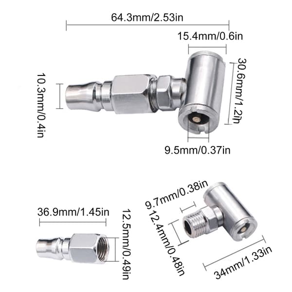 Dobbeltendet luftchuck kraftig dekkchuckadapter dobbelthode lukket oppblåser luftchuck for bil og sykkel