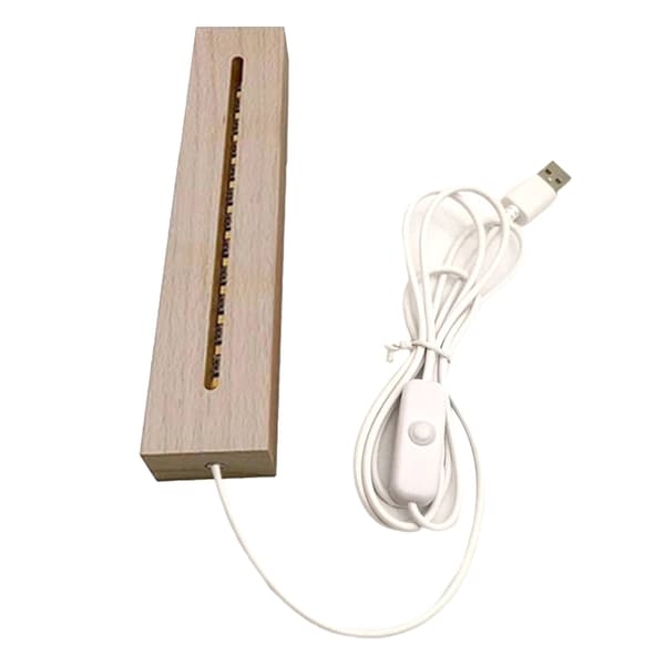 LED-lys Display Base Sokkel Krystall Trebelyst Base Stativ Natt LED-lys Lampe Base for 3D Krystalldekorasjon White light 180mm