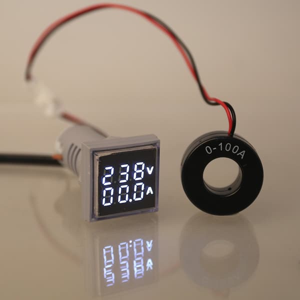Firkantet LED Digital Dobbelt Display Voltmeter Amperemeter Spændingsmåler Strømmåler Yellow