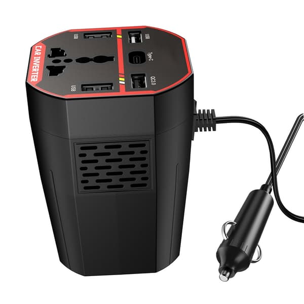 200W Bilinverter DC12V 24V til AC220V med USB- og Type C-port Strømadapter