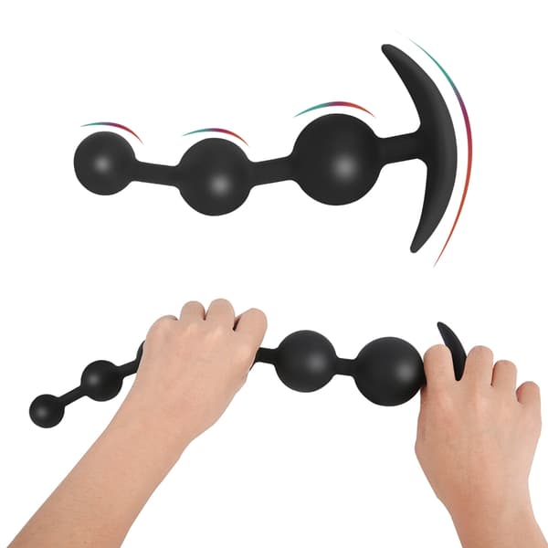 Silikone Anals Perle Butt Plug Anals Træner Anals Legetøj med T-bar til Mænd Kvinder Par null - Three beads