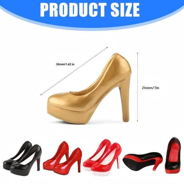 1/6 Kvinnlig Docka Modeaccessoar Högklackade Dockskor Modellfigur Gold