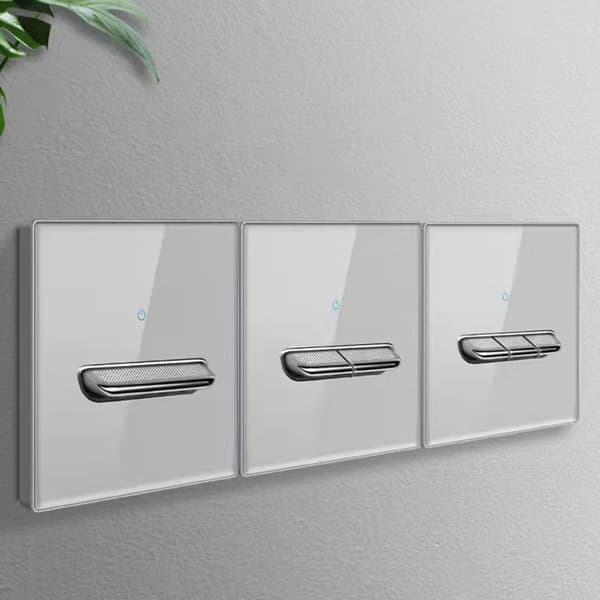 Vægmonterede vippekontakter i glas og PC med nulstillingsfunktion, LED-belyst panel, enkel installation til moderne interiør null - Double control once