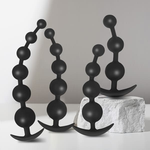 Silikone Anals Perle Butt Plug Anals Træner Anals Legetøj med T-bar til Mænd Kvinder Par null - Three beads