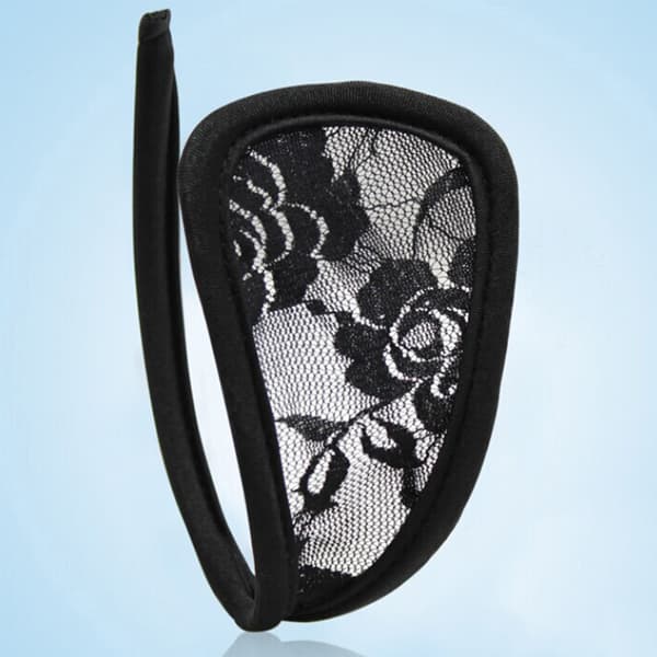 Blomsterblonde C-string truse for kvinner Usynlig Sexy Undertøy Solid Hul Thong Black