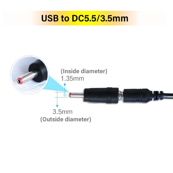 USB til DC5.5x2.1mm strømforsterkerkabel transformerer 5V til 9V/12V for elektronikk