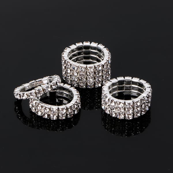 Flot krystalindlagt ring elastisk knoring bryllupsfingerringe smykker gaver null - 1 row