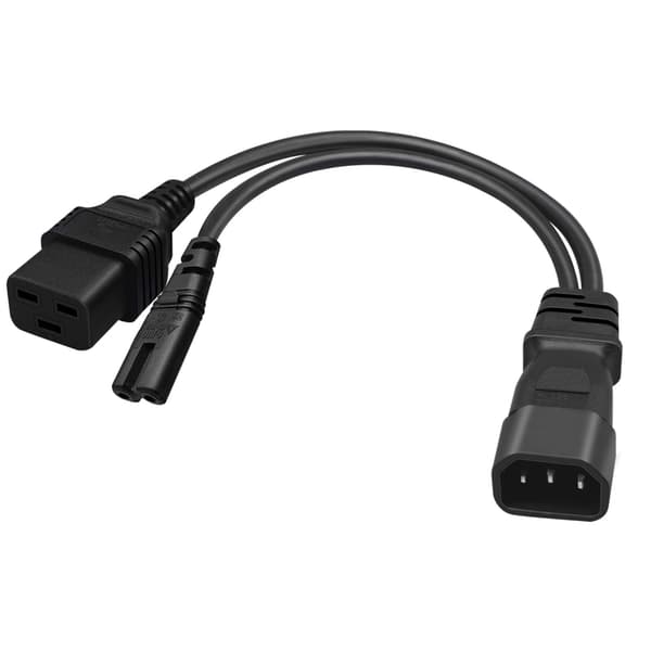 1ft IEC C14 hanstik til C7 + C19 hunstik Y-split strømforlængerkabel