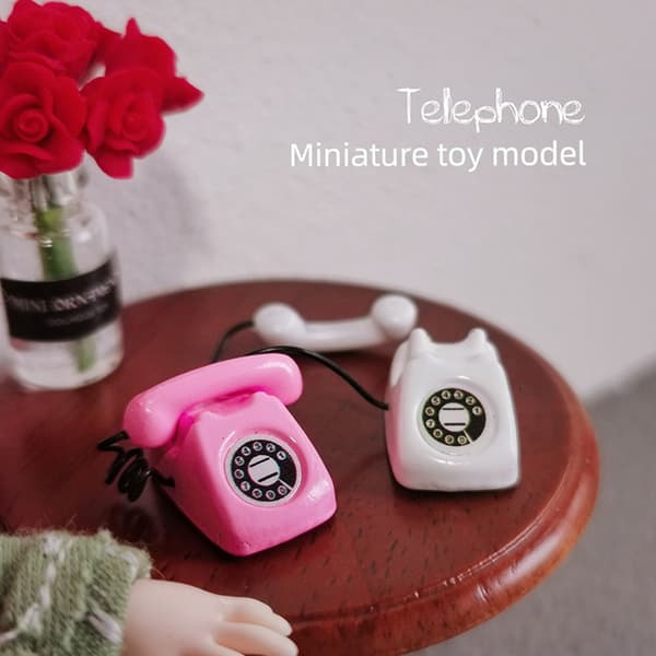 Livagtig legering miniature fastnettelefonmodel til 1/12 dukkehus tilbehør null - B