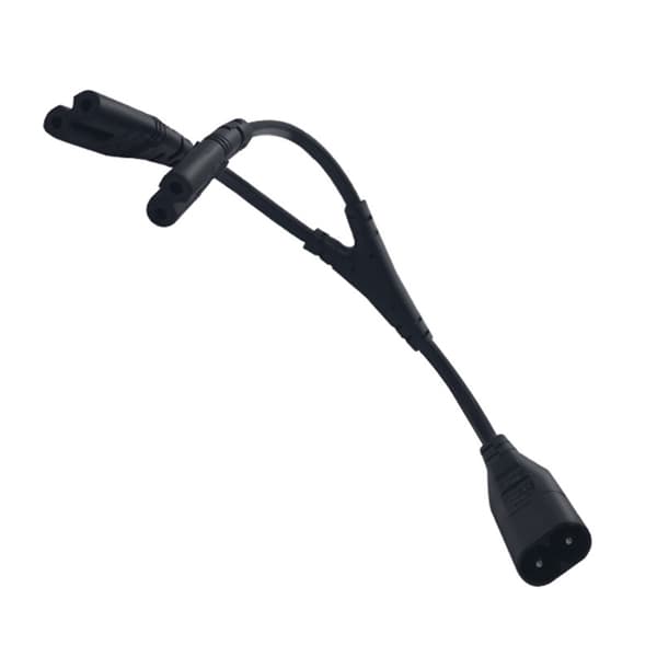 IEC320 C8 til 2xC7 Y-split strømkabel, IEC320 figur 8 han til 2 hun 1 ind 2 ud