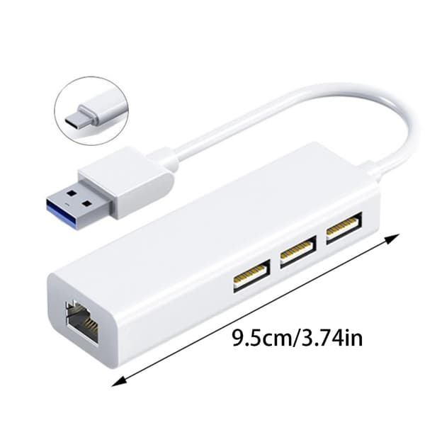 USB C/A med RJ45 Ethernet-port 3 USB2.0-slotadapter til bærbar computer og mobil null - USB A plug